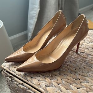 Christian Louboutin Kate 85 MM pumps heels authentic 37.5 nude beige patent